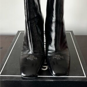 Karl Lagerfeld Glossy Black Heeled Boots